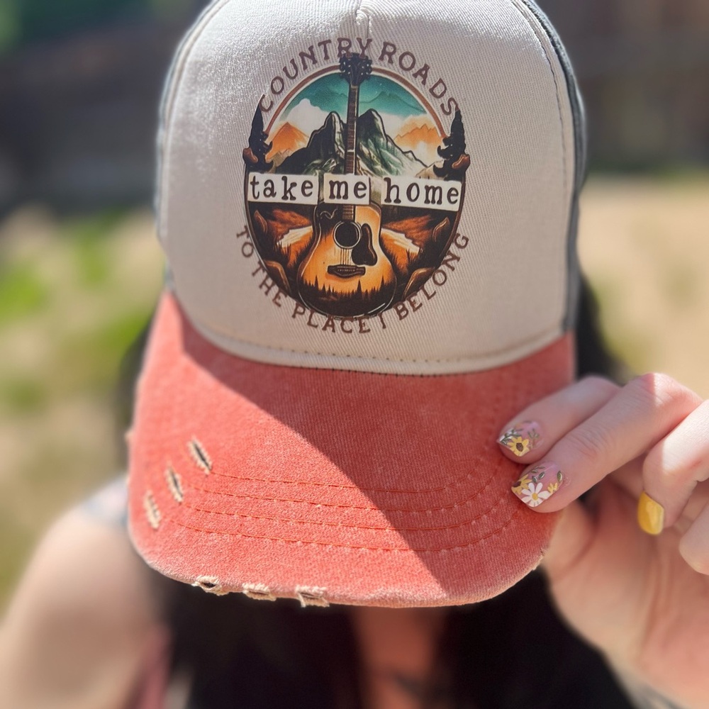 Country Roads Take me Home Orange and Cream Cap